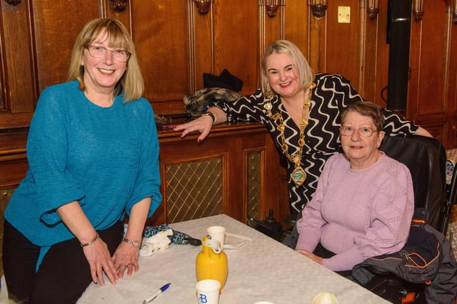 The Mayor Councillor Sandra Duffy once again welcomed people to the Guildhall as she hosted another popular Derry City and Strabane District Council Tea Dance. Included are, Ann Sherrard amd Joan Robb. Picture Martin McKeown. 09.11.22:.:The Mayor's Tea Dance