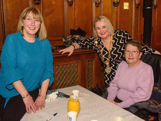 The Mayor Councillor Sandra Duffy once again welcomed people to the Guildhall as she hosted another popular Derry City and Strabane District Council Tea Dance. Included are, Ann Sherrard amd Joan Robb. Picture Martin McKeown. 09.11.22:.:The Mayor's Tea Dance