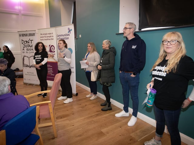 The Old Library Trust's Julie White giving a talk before Thursday's 'Human Library' event.
