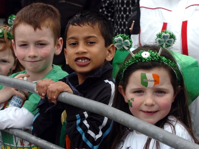 Enjoying the floats in Moville on St Patrick's Day. (1903PG14)