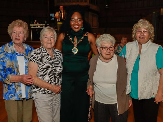 Group pictured with Mayor Lilian Seenoi Barr at the Mayor's final Tea Dance held in the Guildhall. (Photo - Tom Heaney, nwpresspics)