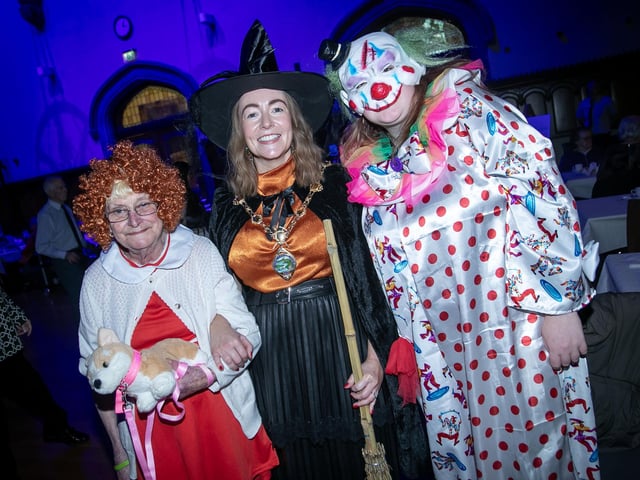 The Mayor, Grace Ui Niallais pictured with one of her guests during Monday's Halloween Tea Dance in the Guildhall. (Photos: Jim McCafferty Photography)