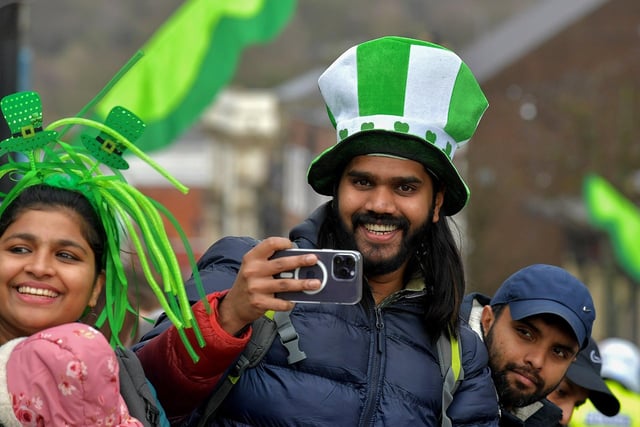 Revellers at the St Patrick’s Day parade, in Derry, on Friday afternoon. Photo: George Sweeney. DER2311GS – 76
