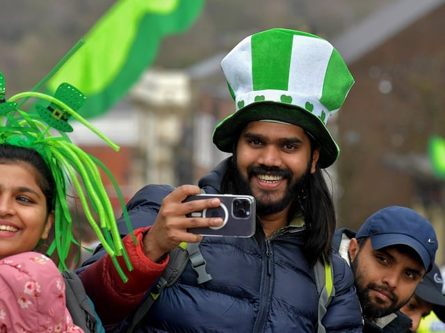 Revellers at the St Patrick’s Day parade, in Derry, on Friday afternoon. Photo: George Sweeney. DER2311GS – 76