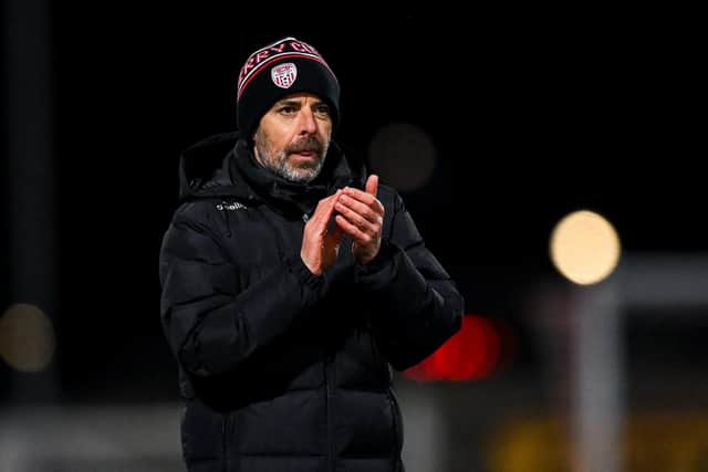 Derry City manager Tiernan Lynch after his side's victory over Sligo Rovers. (Photo by Stephen McCarthy/Sportsfile)