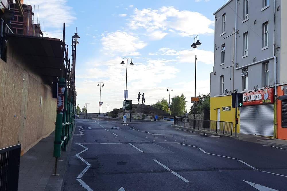 John Street. A four-month old baby narrowly avoided injury after a car drove through a red light in Derry city centre on Wednesday.