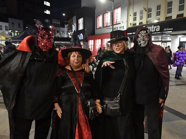 Revellers in costume at the Halloween festivities on Friday evening.  Photo: George Sweeney