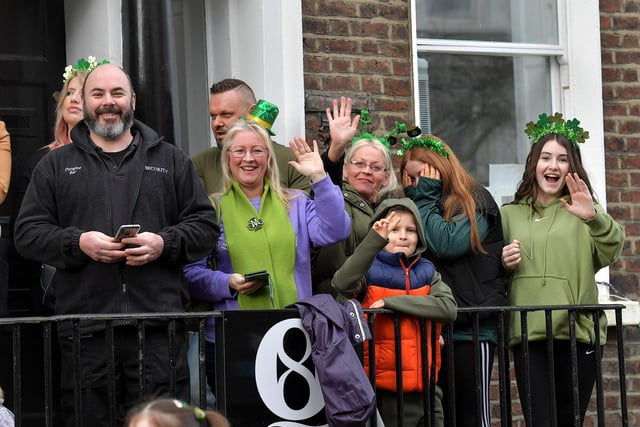 Revellers at the St Patrick’s Day parade, in Derry, on Friday afternoon. Photo: George Sweeney. DER2311GS – 77