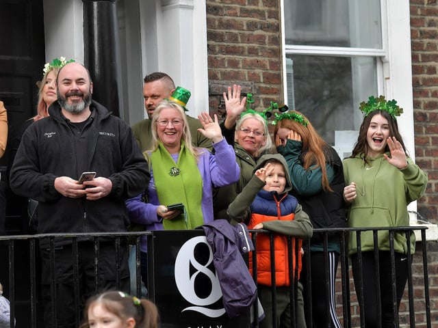Revellers at the St Patrick’s Day parade, in Derry, on Friday afternoon. Photo: George Sweeney. DER2311GS – 77