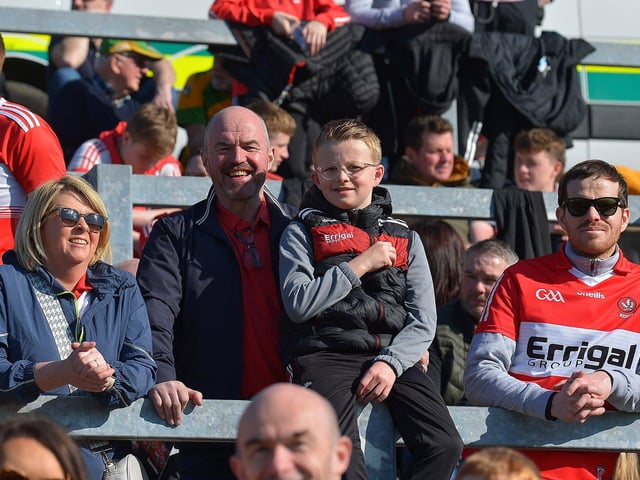Fans in Celtic Park for the Derry v Donegal game. Photo: George Sweeney