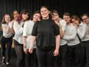 NWRC Performing Arts student Roisin Quinn (middle) picture with (l-r) Erin Quigg, Blake W Dunlop, Sasha Pater, Ash McMahon, Mark Torrence, Ciaran Gormley, Aidan McLaughlin and Shea Devine (Picture Martin McKeown) 