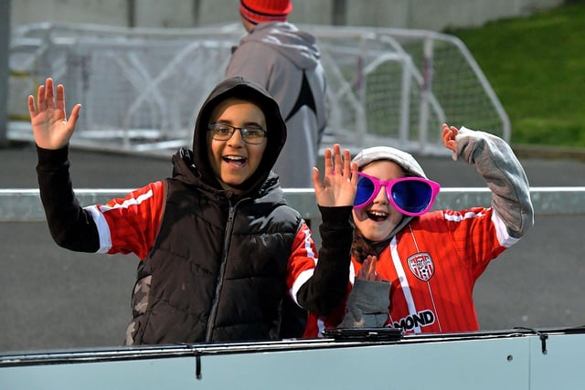Derry City fans at the Ryan McBride Brandywell Stadium for the game against Dundalk on Friday evening last. Photo: George Sweeney. DER2310GS – 038