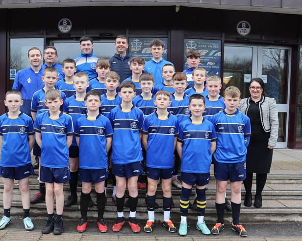 The St Columb's College U12 team and coaches pictured ahead of Thursday's Final.