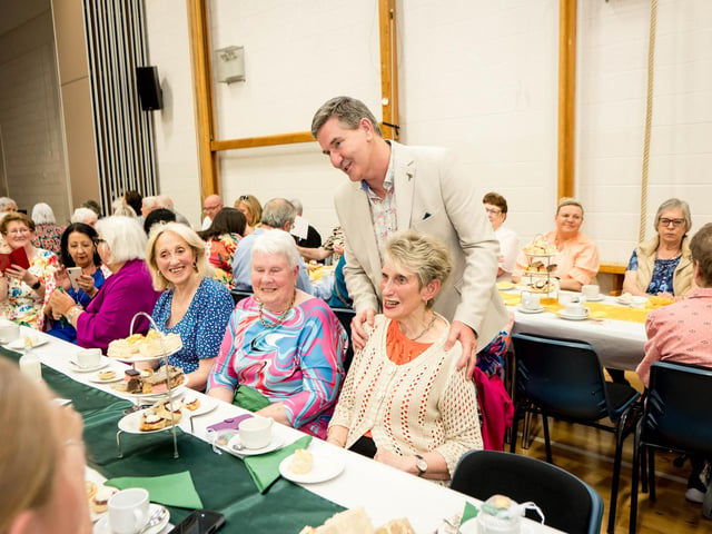 Daniel O'Donnell with guests at the Afternoon Tea with Daniel O'Donnell on Sunday in St Mary's College, Derry, in conjunction with St Eugene's Cathedral. Picture: Stephen Latimer.