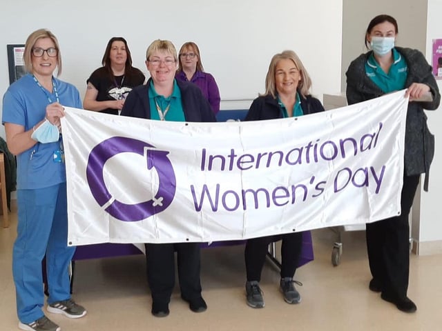 Health service workers celebrating International Women's Day at the Western Trust