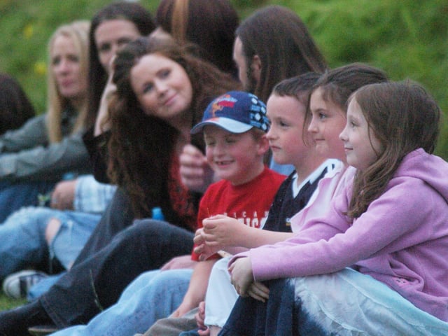Taking in the live acts at the Gasyard. (1608PG75) : Pictured  are families, festival goers and artists at the Gasyard Féile back in August 2005.