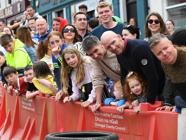 Spectators at the Soap Box Derby run in Carndonagh on Saturday afternoon. Photo: George Sweeney