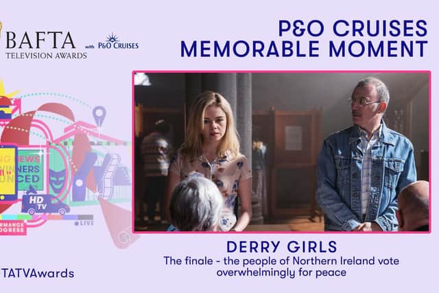 The Derry Girls finale - the people of Northern Ireland vote overwhelmingly for peace - has been nominated for a BAFTA.