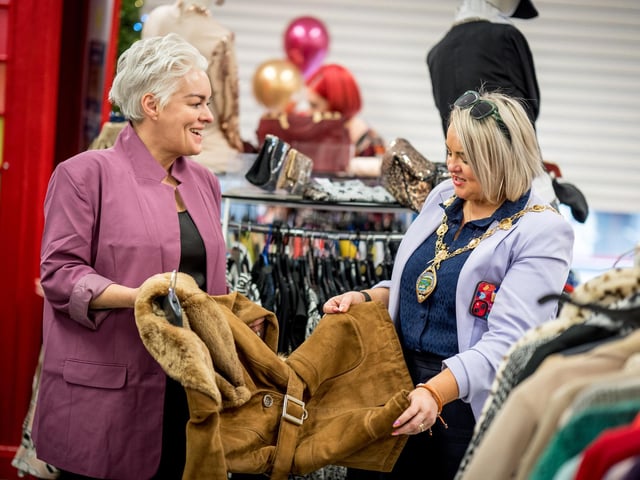 Mayor of Derry City and Strabane District, Councillor Sandra Duffy, opening The Quirky Corner in Quayside, which will help generate valuable funds for HURT services