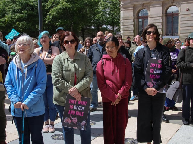 A section of the crowd at the Unite Against Hate rally - Guildhall Square on Saturday. (Photo - Deirdre Heaney, nwpresspics)