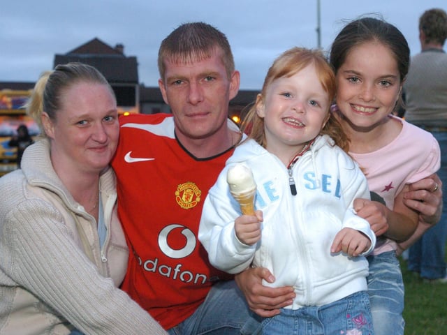 From left, Teresa, John, Jamie, and Natalie McLaughlin. (1608PG76) : Pictured  are families, festival goers and artists at the Gasyard Féile back in August 2005.