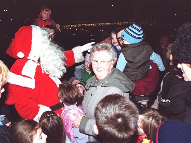 The Lisnagelvin Shopping Centre Christmas lights switch on back in the year 2000 with Mayor Cathal Crumley.