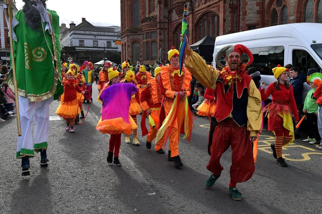 Participants in Derry’s St Patrick’s Day parade on Friday afternoon. Photo: George Sweeney. DER2311GS – 67