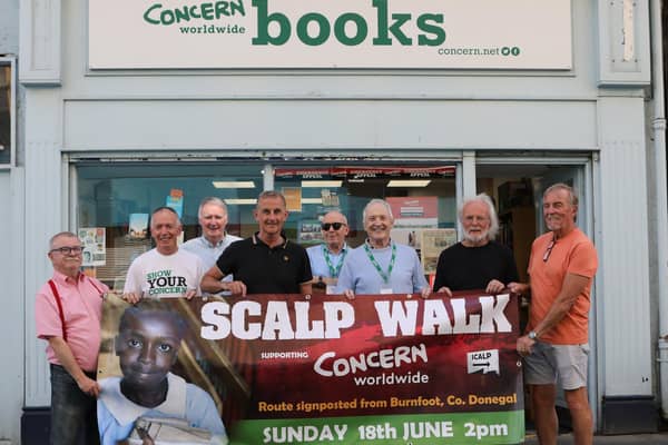 Group pictured at the launch of the Scalp Walk supporting Concertn Worldwide which takes place on Sunday June 18th at 2 p.m. Included from left, are Charlie Glenn, Laurence Hegarty, Tommy McDermott, Dr. Lee Casey, Brian Hegarty, Vincent Power, Mick Conway and Aidan McKinney.(Photo - Tom Heaney, nwpresspics)