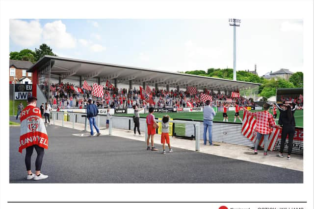 The impressive plans for the new North Terrace covered stand at Brandywell.