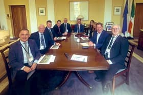 Transport minister Darragh O'Brien at a meeting with the Managing Director of City of Derry Airport Steve Frazer and senor council officials from Derry and Donegal recently.