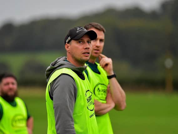 City of Derry coach Richard McCarter and Chris Cooper. Photo: George Sweeney