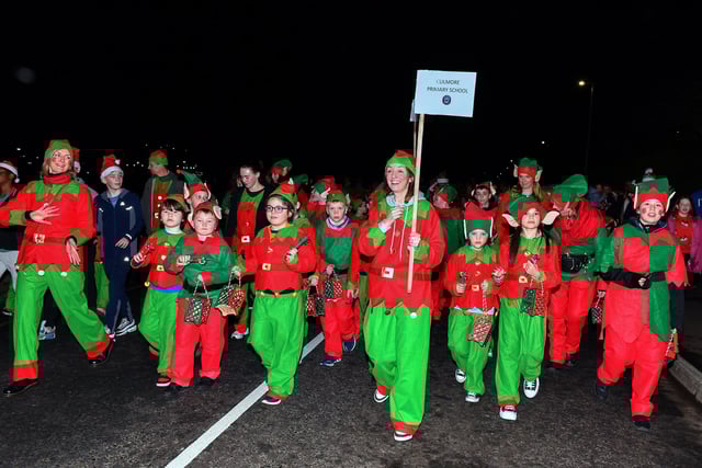 Culmore Community Partnership Elf Parade prior to the Christmas Lights switch on at the Community Hub on Friday night. Photo: George Sweeney
