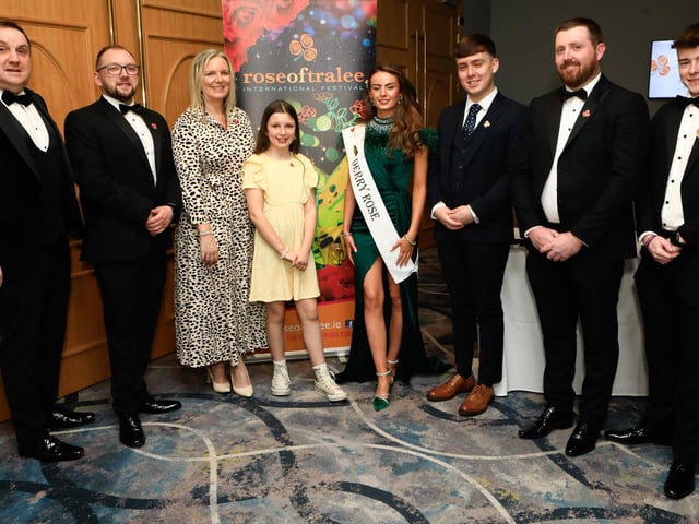 Group pictured at the Derry Rose of Tralee selection held in the Everglades Hotel. From left, are Ollie Turner, MC, Colton Friel, Elaine McInaw, organiser, Sarah McInaw, Darcy Taylor (last year's Derry Rose), Emmett McCallion, Bernard McConway and Aaron Tourish. (Photo - Tom Heaney, nwpresspics)