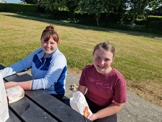 Shana and Courtney McCloskey from Derry were enjoying some food on Buncrana's Shore Front.