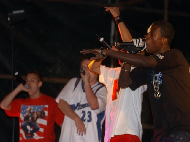 Blazin' Squad playing at Derry Féile in August 2003.