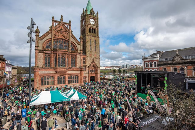 A huge crowd turned out in Guildhall Square for the annual St. Patrick's Day festivities.