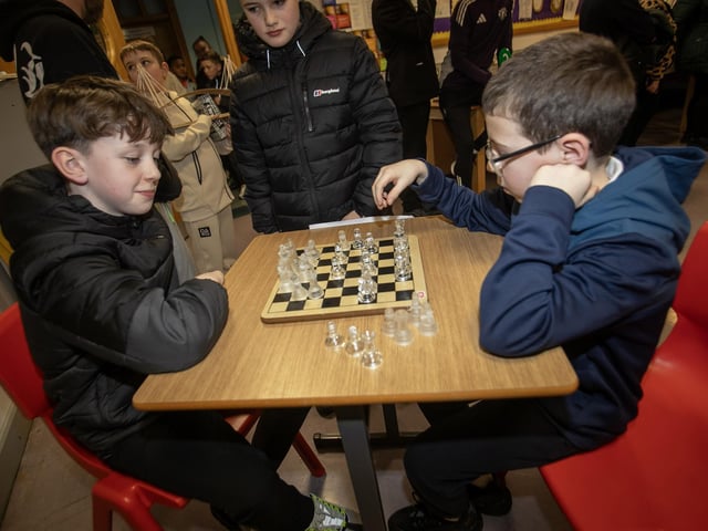 Taking time out for a game of chess at Thursday Open Night at St. Joseph's.