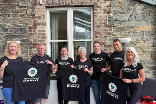 A group from Derry who will be running the Waterside Half Marathon to raise funds and awareness for Mothers of Srebrenica