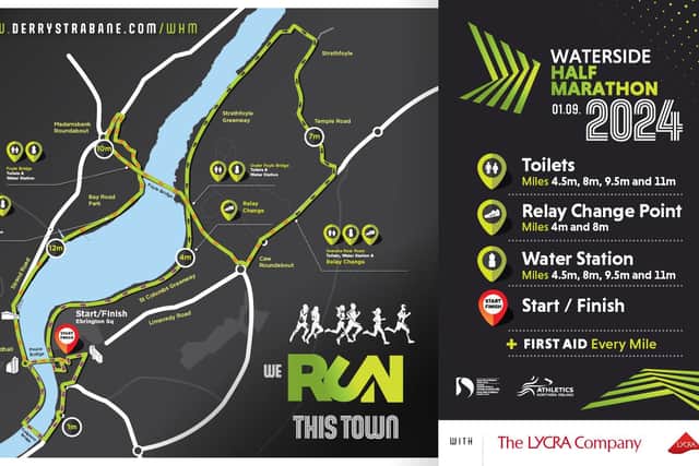 The route for the 2024 Waterside Half Marathon.