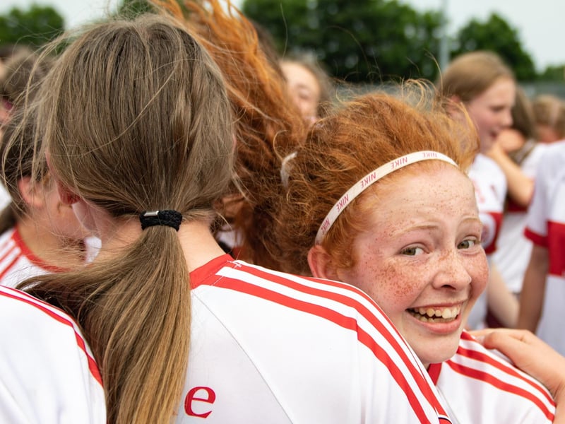 10 June 2023; Derry players celebrate after the 2023 All-Ireland U14 Gold Final against Tipperary at Clan na Gael GAA Club in Dundalk, Louth. Photo by Stephen Marken/Sportsfile