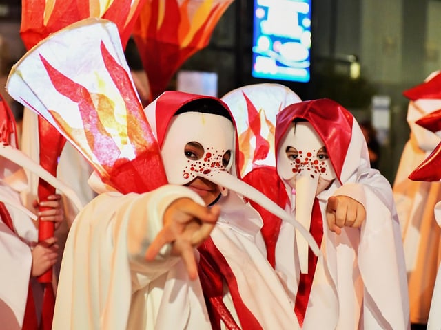 The ‘Carnival of the Dead’ Halloween parade makes its way along Strand Road. Photo: George Sweeney