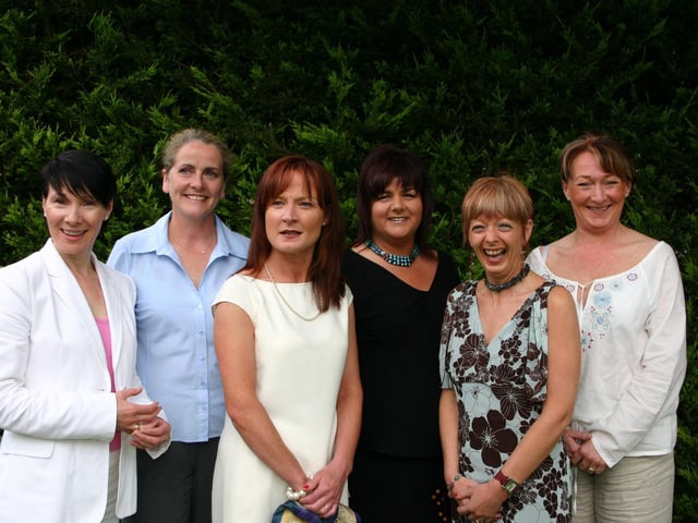Left to right Pat McCourt Marie Flanagan Christine Quigley Jacqueline Lowry Derdre Mahaon and Margaret Andrasi  6335dd : Thornhill 25 year reunion.