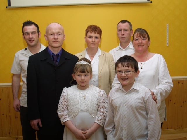Martin Duddy, Gabriel Duddy, Jackie and Martin O'Doherty, Kitty Duddy, Linda Duddy and Gary Duddy pose for a photo