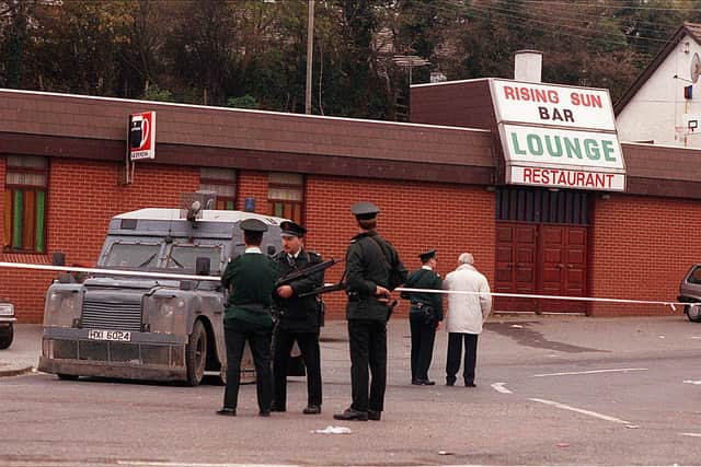 The scene at the Rising Sun Bar after the Greysteel massacre.