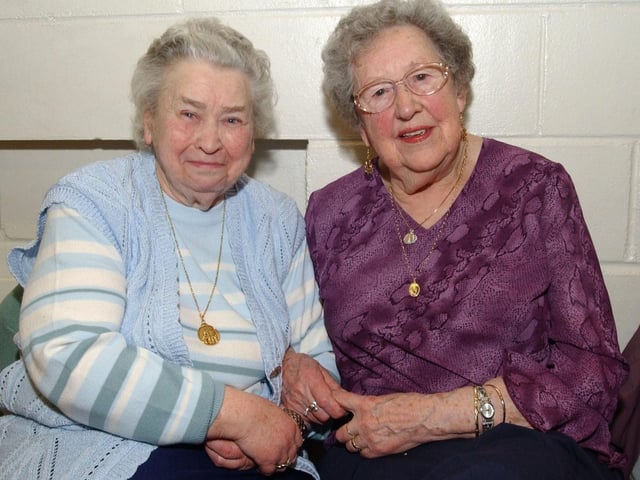 Phoebe Doherty , with her life long friend Bridie McCay celebrating Phoebe's birthday. (2502CG14)