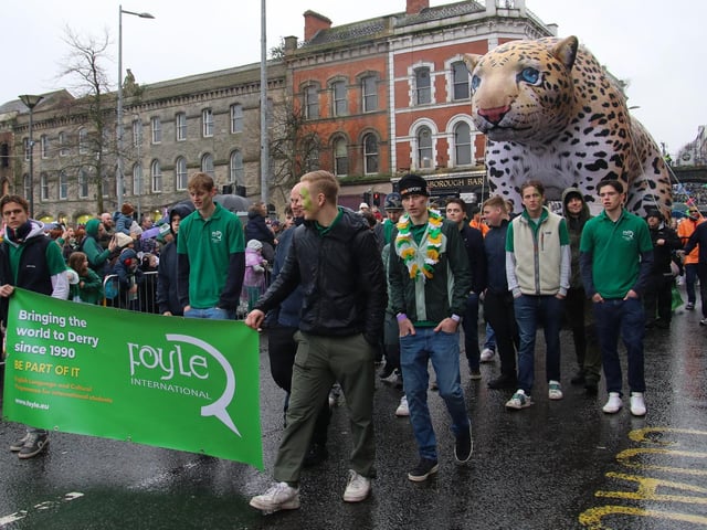 Group taking part in the St. Patrick’s Day Parade. (Photo - Deirdre Heaney, nwpresspics)