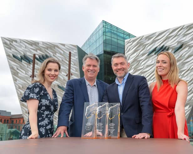 Pictured at the launch of this year's RTS NI 10th Anniversary Awards at the Titanic Belfast are: Sarah McCaffrey, Chair of the RTS NI,; Richard Williams, CEO, Northern Ireland Screen; Adam Smyth, Director, BBC Northern Ireland and Zoe McGivern, Chair of the RTS NI Awards Committee,