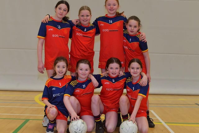 Steelstown P.S. who competed in the Derry City Primary School Girls’ Indoor Gaelic Finals Day at the Foyle Arena on Friday afternoon. Photo: George Sweeney. DER2308GS –106