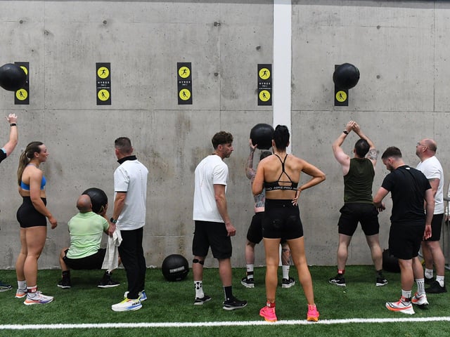 Competitors in the Hyrox Fitness Challenge held at Sean Dolans GAC on Saturday.  Photograph: George Sweeney