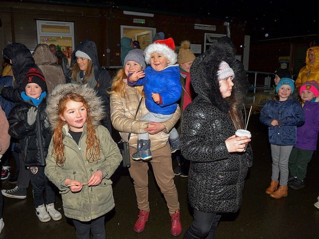 A big smile for Santa as he arrives in Muff on Friday evening last. DER2249GS – 37